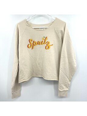 Mate The Label Spritz Organic Cotton Beige Wide Neck Sweatshirt Women's Medium